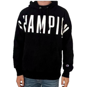 Champion Reverse Weave Black Large White Champion Font Hoodie Mens Medium